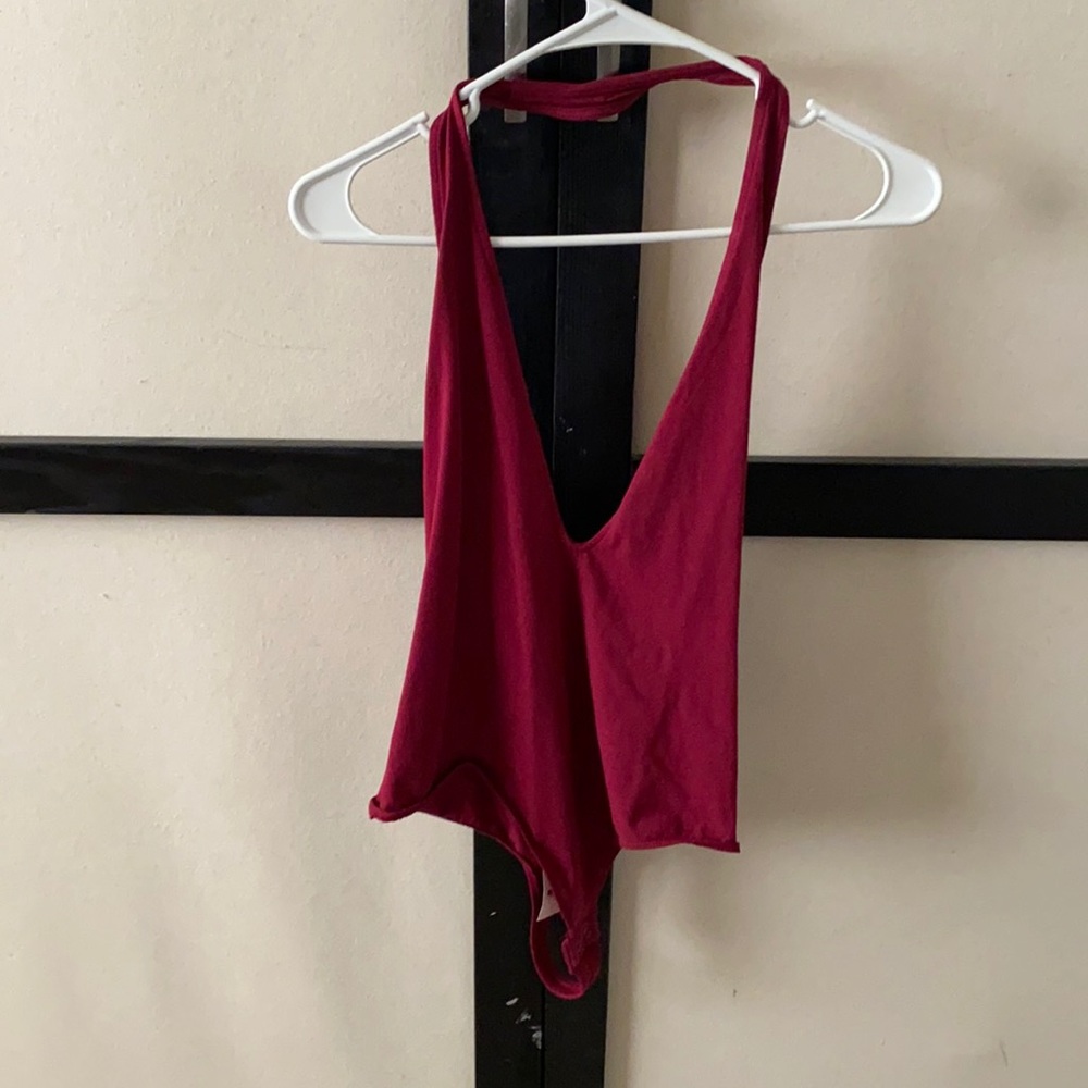 New red plunge bodysuit
